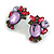 Purple/Plum Acrylic/Glass Beaded Cluster Stud Earrings in Black Tone - 35mm Tall - view 2