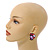 Purple/Plum Acrylic/Glass Beaded Cluster Stud Earrings in Black Tone - 35mm Tall - view 3