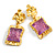Statement Large Square Dimentional Purple Acrylic Bead Drop Earrings in Gold Tone - 65mm Long/ 20g per earring - view 6