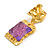 Statement Large Square Dimentional Purple Acrylic Bead Drop Earrings in Gold Tone - 65mm Long/ 20g per earring - view 4