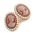 Oval Pink Acrylic Cameo with Pearl Detailing in Gold Tone - 22mm Tall - view 2