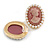 Oval Pink Acrylic Cameo with Pearl Detailing in Gold Tone - 22mm Tall - view 4