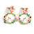 Multicoloured Enamel Hoop with Floral and Bunny Motif in Gold Tone - 40mm Long - view 2