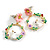 Multicoloured Enamel Hoop with Floral and Bunny Motif in Gold Tone - 40mm Long - view 5