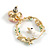 Multicoloured Enamel Hoop with Floral and Bunny Motif in Gold Tone - 40mm Long - view 6