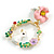 Multicoloured Enamel Hoop with Floral and Bunny Motif in Gold Tone - 40mm Long - view 7