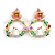 Multicoloured Enamel Hoop with Floral and Bunny Motif in Gold Tone - 40mm Long - view 4