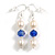 White Freshwater Pearl and Blue Glass Bead Drop Earrings with 925 Sterling Silver Hook - 50mm L