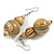 Natural/Black/White Colour Fusion Wood Bead Drop Earrings - 60mm Long - view 2