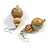 Natural/Black/White Colour Fusion Wood Bead Drop Earrings - 60mm Long - view 4
