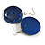 40mm D/ Dark Blue Round Floral Wooden Drop Earrings - 65mm Long (Natural Irregularities) - view 4