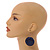 40mm D/ Dark Blue Round Floral Wooden Drop Earrings - 65mm Long (Natural Irregularities) - view 3