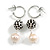 15mm D/Small Hoop with Black Crystal White Freshwater Pearl Drop Earrings -  45mm Long - view 4