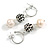 15mm D/Small Hoop with Black Crystal White Freshwater Pearl Drop Earrings -  45mm Long - view 5