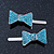 Pair Of Light Blue Pave Set Swarovski Crystal 'Bow' Magnetic Hair Slides In Rhodium Plating - 40mm Length - view 9