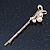 Pair Of Clear Crystal, Simulated Pearl Bow Hair Slides In Gold Plating - 55mm Length - view 9