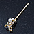 Pair Of Clear Crystal, Simulated Pearl Bow Hair Slides In Gold Plating - 55mm Length - view 10