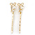 Pair Of Clear Crystal, Simulated Pearl Bow Hair Slides In Gold Plating - 55mm Length - view 11