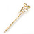 Pair Of Clear Crystal, Simulated Pearl Bow Hair Slides In Gold Plating - 55mm Length - view 7