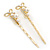 Pair Of Clear Crystal, Simulated Pearl Bow Hair Slides In Gold Plating - 55mm Length - view 5