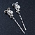 Pair Of Clear Crystal, Simulated Pearl Bow Hair Slides In Rhodium Plating - 55mm Length - view 6