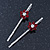 Pair Of Red/ Clear Crystal 'Daisy' Hair Slides In Rhodium Plating - 55mm Length - view 9