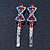 Pair Of Red/ AB Swarovski Crystal 'Bow' Hair Slides In Rhodium Plating - 60mm Length - view 8