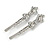 Pair Of Clear/ AB Swarovski Crystal 'Bow' Hair Slides In Rhodium Plating - 60mm Length - view 13