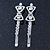 Pair Of Clear/ AB Swarovski Crystal 'Bow' Hair Slides In Rhodium Plating - 60mm Length - view 8