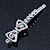 Pair Of Clear/ AB Swarovski Crystal 'Bow' Hair Slides In Rhodium Plating - 60mm Length - view 5