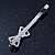 Pair Of Clear/ AB Swarovski Crystal 'Bow' Hair Slides In Rhodium Plating - 60mm Length - view 7