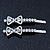 Pair Of Clear/ AB Swarovski Crystal 'Bow' Hair Slides In Rhodium Plating - 60mm Length - view 10