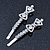 Pair Of Clear/ AB Swarovski Crystal 'Bow' Hair Slides In Rhodium Plating - 60mm Length - view 11