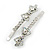 Pair Of Clear/ AB Swarovski Crystal 'Bow' Hair Slides In Rhodium Plating - 60mm Length - view 4