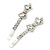 Pair Of Clear/ AB Swarovski Crystal 'Bow' Hair Slides In Rhodium Plating - 60mm Length - view 2