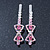 Pair Of Clear/Pink/ AB Swarovski Crystal 'Bow' Hair Slides In Rhodium Plating - 60mm Length - view 3
