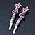 Pair Of Clear/Pink/ AB Swarovski Crystal 'Bow' Hair Slides In Rhodium Plating - 60mm Length - view 6