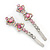 Pair Of Clear/Pink/ AB Swarovski Crystal 'Bow' Hair Slides In Rhodium Plating - 60mm Length - view 10
