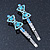 Pair Of Clear/Sky Blue/ AB Swarovski Crystal 'Bow' Hair Slides In Rhodium Plating - 60mm Length - view 9