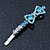 Pair Of Clear/Sky Blue/ AB Swarovski Crystal 'Bow' Hair Slides In Rhodium Plating - 60mm Length - view 11