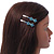 Pair Of Clear/Sky Blue/ AB Swarovski Crystal 'Bow' Hair Slides In Rhodium Plating - 60mm Length - view 2