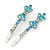 Pair Of Clear/Sky Blue/ AB Swarovski Crystal 'Bow' Hair Slides In Rhodium Plating - 60mm Length - view 5