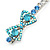 Pair Of Clear/Sky Blue/ AB Swarovski Crystal 'Bow' Hair Slides In Rhodium Plating - 60mm Length - view 3
