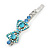 Pair Of Clear/Sky Blue/ AB Swarovski Crystal 'Bow' Hair Slides In Rhodium Plating - 60mm Length - view 13