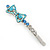 Pair Of Clear/Sky Blue/ AB Swarovski Crystal 'Bow' Hair Slides In Rhodium Plating - 60mm Length - view 7