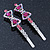 Pair Of Fuchsia/Pink/ AB Swarovski Crystal 'Bow' Hair Slides In Rhodium Plating - 60mm Length - view 4