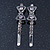 Pair Of Dim Grey Swarovski Crystal 'Bow' Hair Slides In Rhodium Plating - 60mm Length - view 8