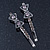 Pair Of Dim Grey Swarovski Crystal 'Bow' Hair Slides In Rhodium Plating - 60mm Length - view 9
