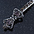 Pair Of Dim Grey Swarovski Crystal 'Bow' Hair Slides In Rhodium Plating - 60mm Length - view 5