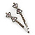 Pair Of Dim Grey Swarovski Crystal 'Bow' Hair Slides In Rhodium Plating - 60mm Length - view 13